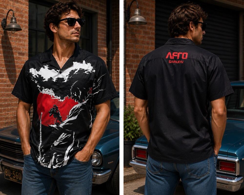 Afro Samurai Button Up Shirt Men’s XL Black Anime Manga NEW Forever 21